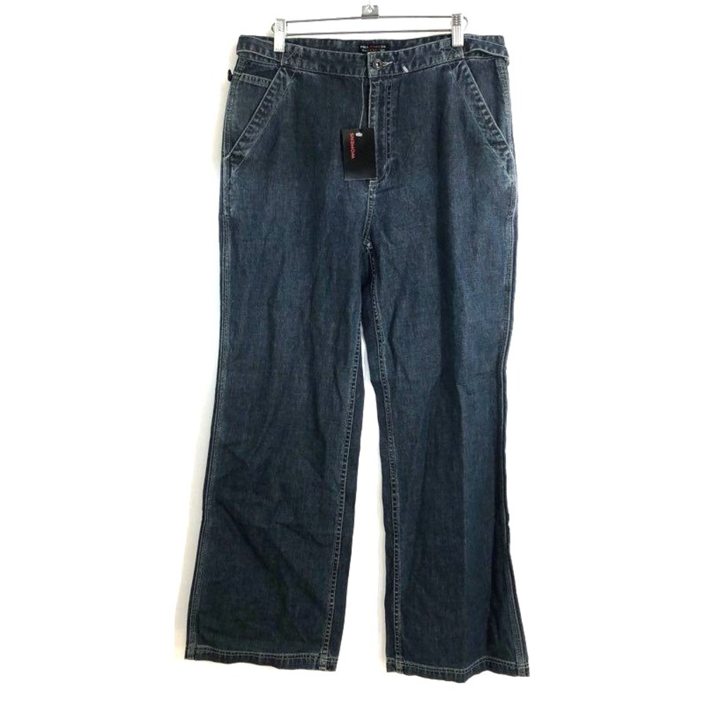VTG 90s Polo Ralph Lauren Wide Leg Side Classic Cinch Jeans Dark Wash NWT Size 4